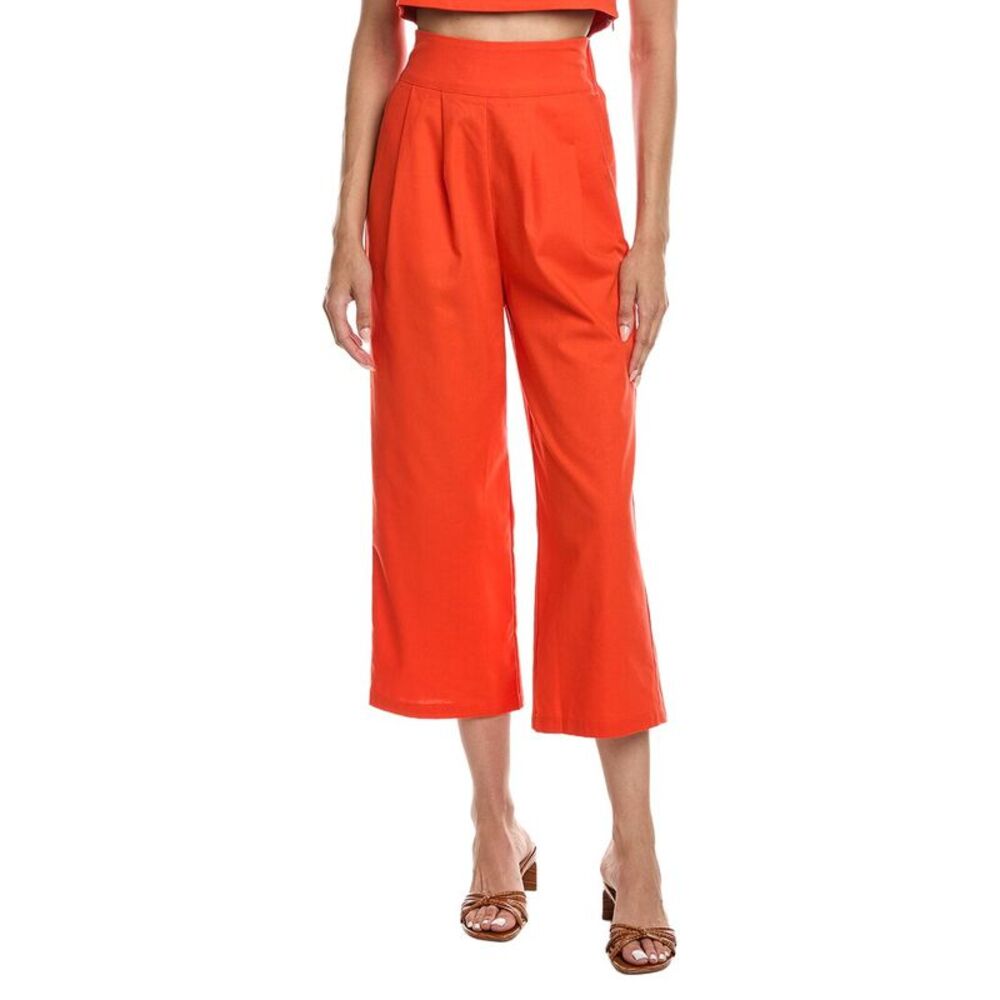 Reveriee Womens  Linen-Blend Pant, Orange